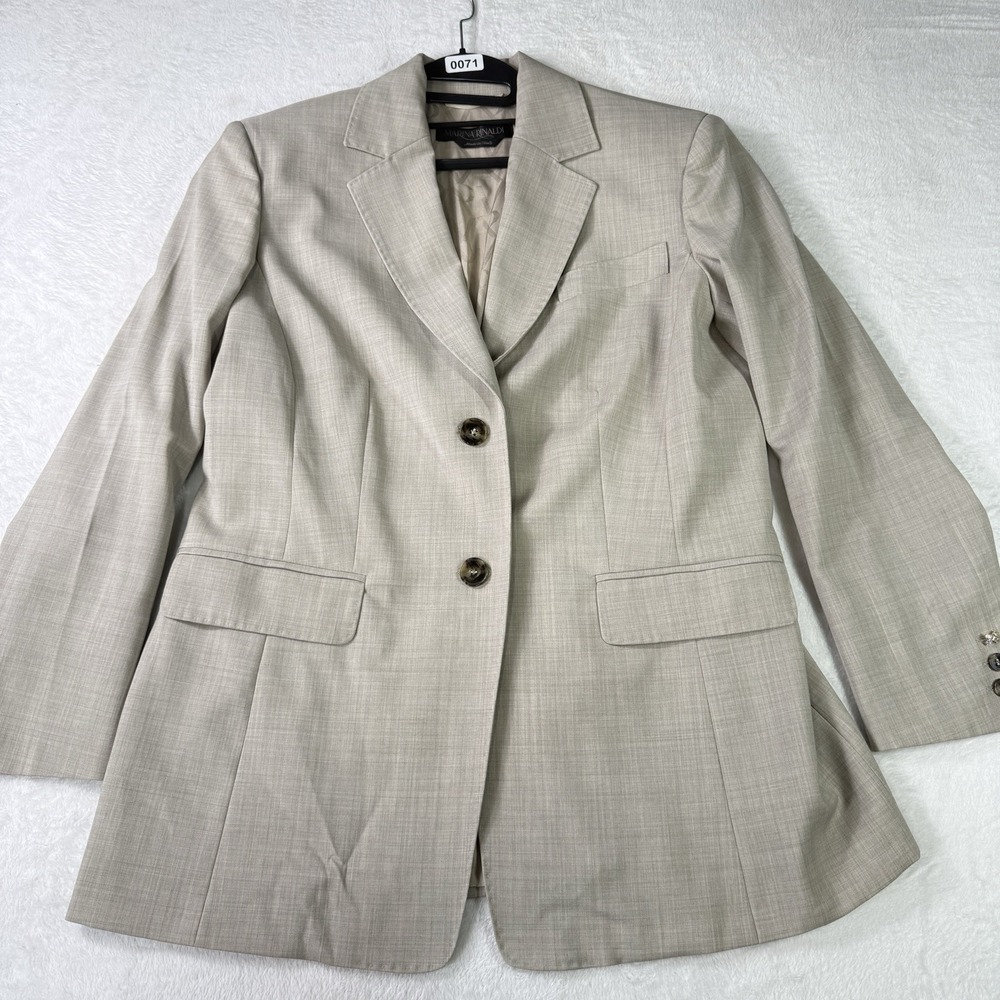 MARINA RINALDI Blazer Womens Size 12 Beige 100% Wool Office Academia